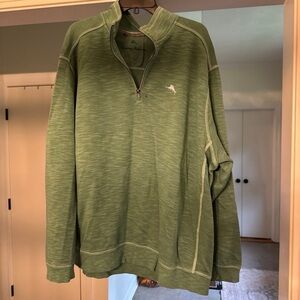 Tommy Bahama Olive Zip-Up Sweater